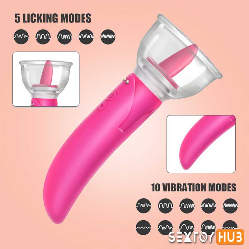 Silicone Tongue With Sucker With Dual Vibrator GS-056